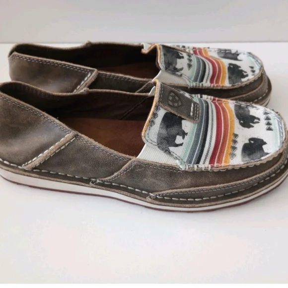 Ariat Women's Cruiser Slip On Buffalo Print Leather Loafer Shoe Comfort Casual - Picture 4 of 7